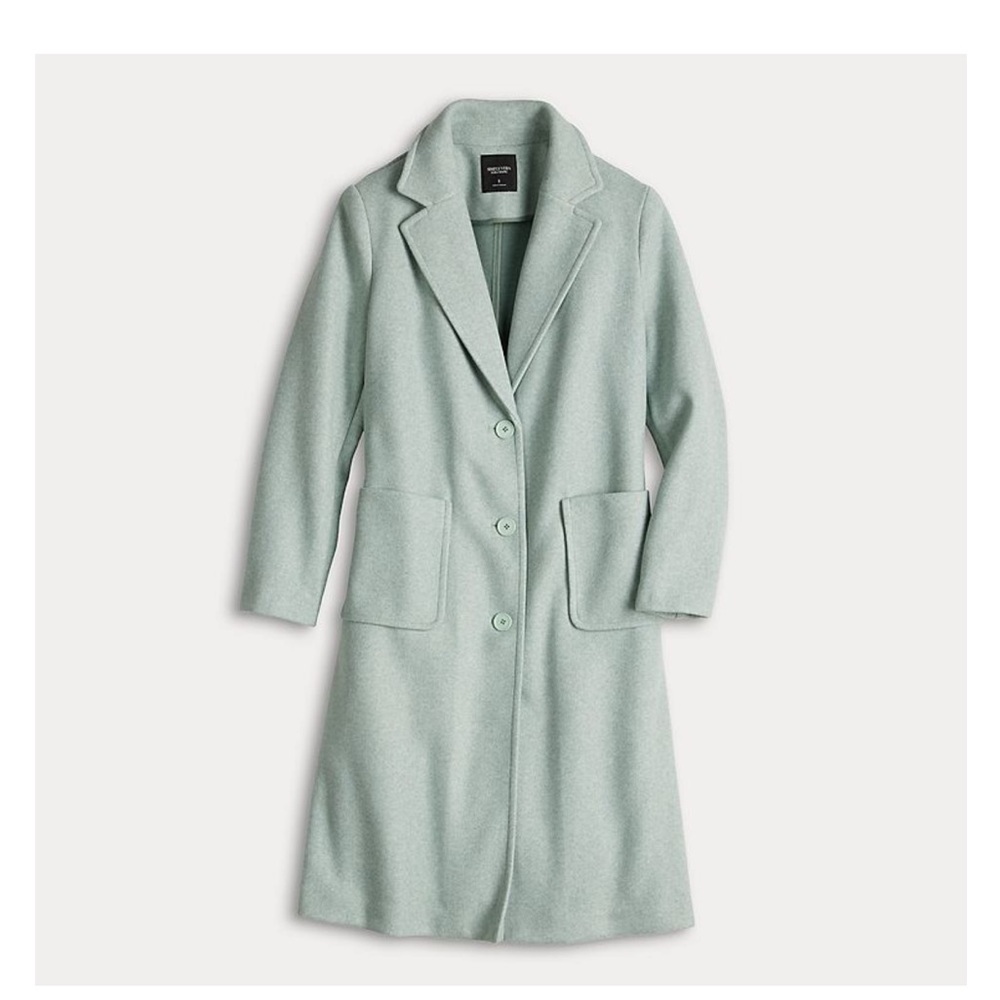 Simply Vera Vera Wang Long Mint Green Button Front Coat Women’s M NWT